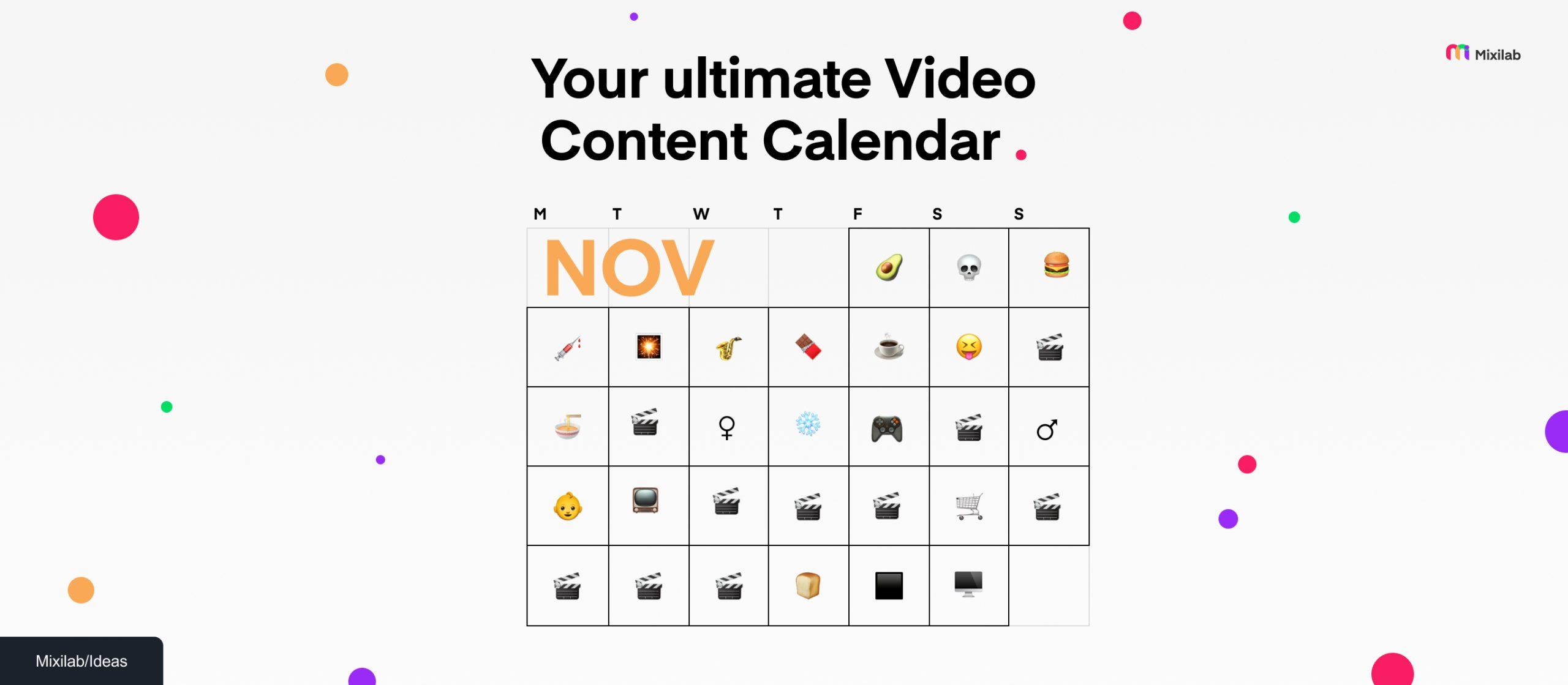 One Video Idea for each Day of November – Your ultimate Video Content Calendar