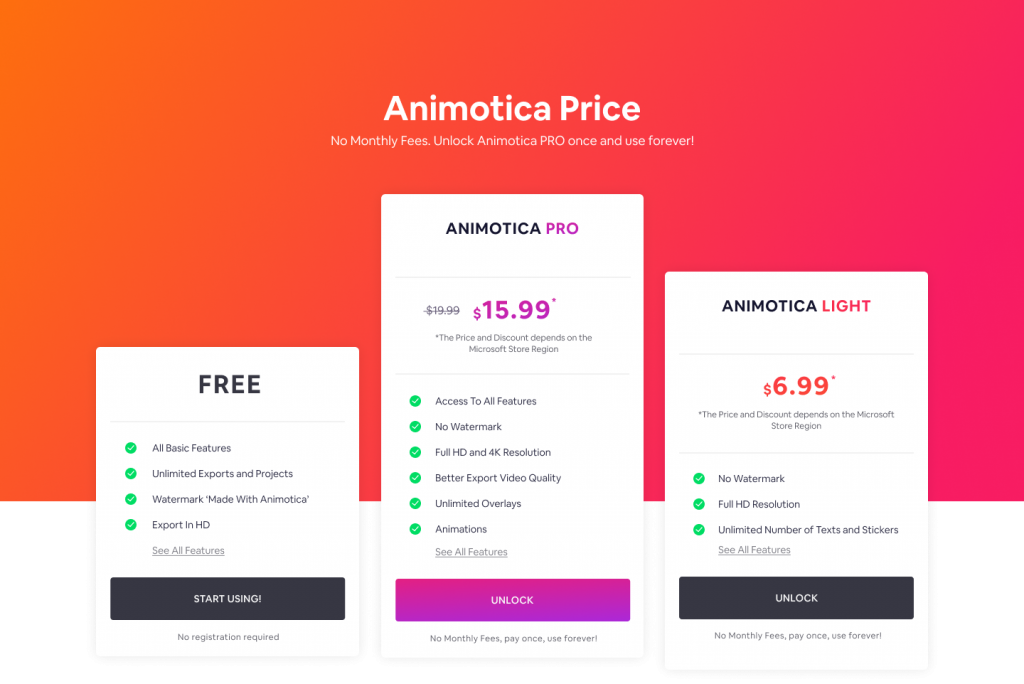 Animotica Pricing