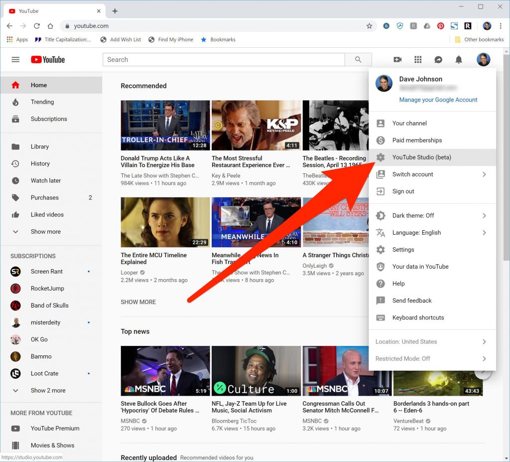 Youtube Studio Interface